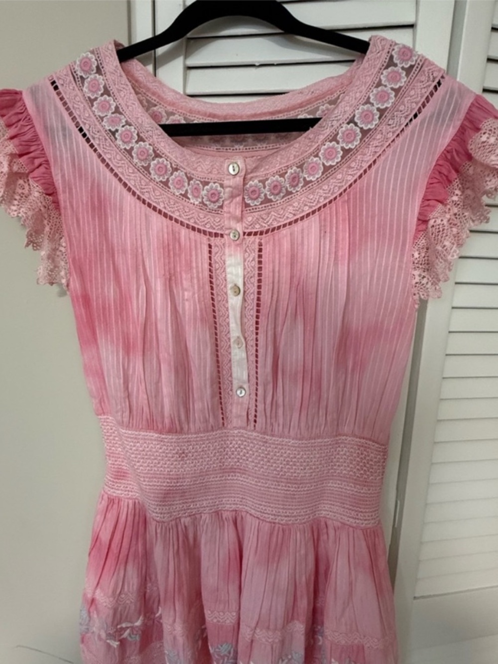 Pink Lace Trim Dress